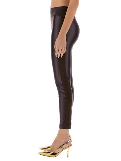 Versace Jeans Couture Leggings With Logoed Band In Black
