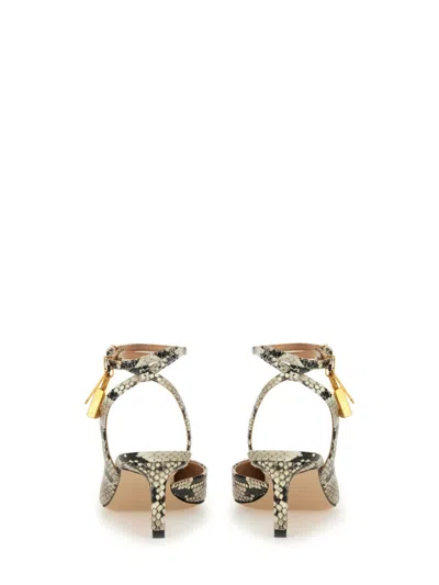 Tom Ford Padlock 55 Snake-effect Slingback Sandals In Neutrals