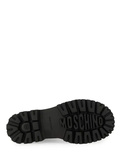 Moschino Glossy Leather Lace-up Boot With Sole In Black