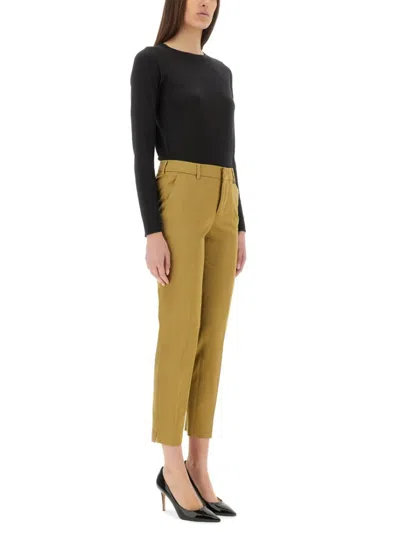 Pt Torino Slim Fit Cropped Trousers With Side Pockets In Brown