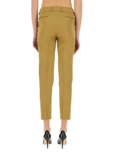 Pt Torino Slim Fit Cropped Trousers With Side Pockets In Brown