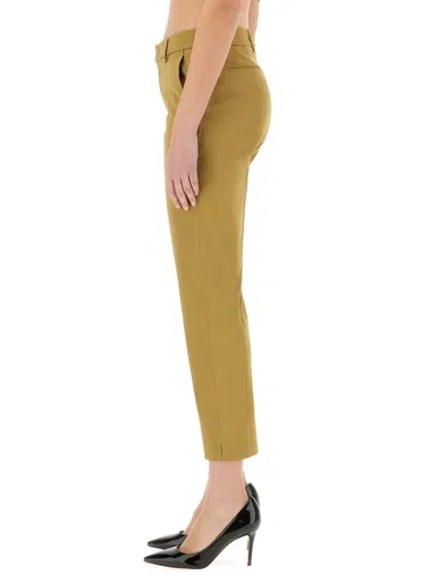 Pt Torino Slim Fit Cropped Trousers With Side Pockets In Brown