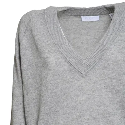 EQUIPMENT EQUIPMENT GREY CASHMERE V-NECK SWEATER 