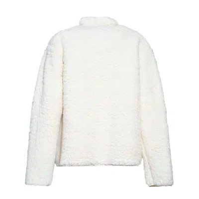 Jil Sander Natural White Cotton Fleece Jacket In White