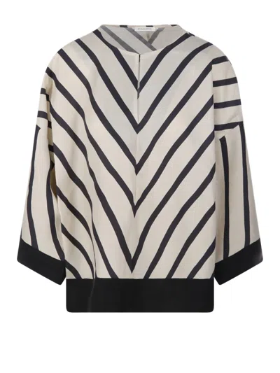 By Malene Birger Cicie Chevron-print Blouse In Grey