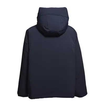 Jil Sander Navy Blue Oversized Puffer Jacket With Hood In Black
