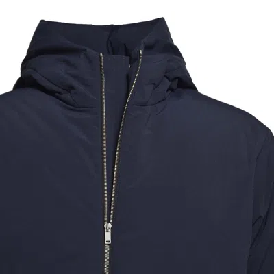Jil Sander Navy Blue Oversized Puffer Jacket With Hood In Black