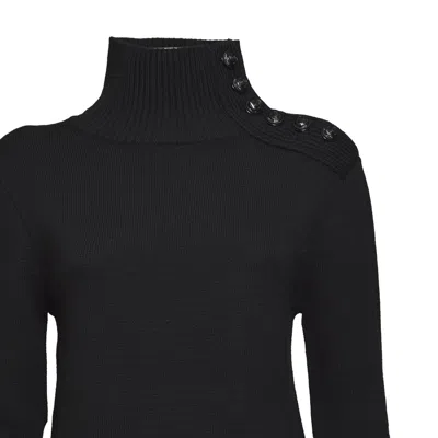 Rabanne Black Turtleneck Sweater With Logo Buttons In Black