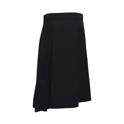 Jil Sander Blue Wool Gabardine Asymmetric Skirt In Black