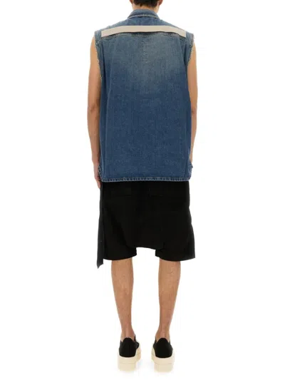 Rick Owens Drkshdw Indigo Hollywood Sl Tommy Jumbo Denim Overshirt In Black