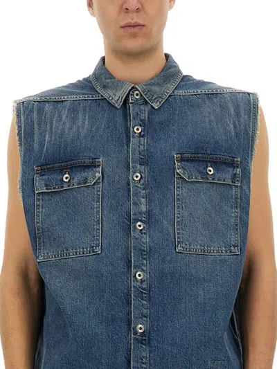 Rick Owens Drkshdw Indigo Hollywood Sl Tommy Jumbo Denim Overshirt In Black