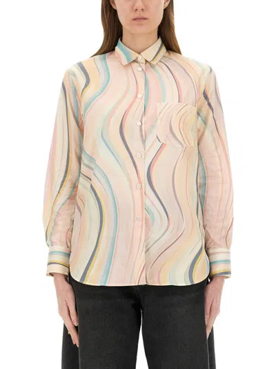 Ps By Paul Smith Ps Paul Smith "faded Swirl" Print Shirt In Neutrals