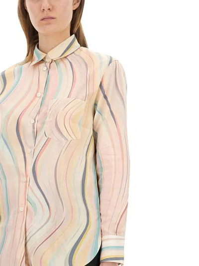 Ps By Paul Smith Ps Paul Smith "faded Swirl" Print Shirt In Neutrals