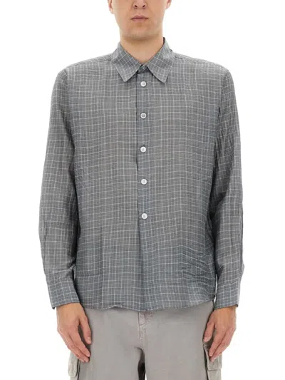 Our Legacy Checked Pattern Button-down Collar Shirt In Gray
