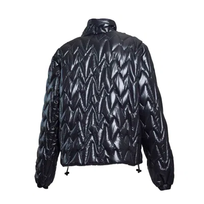 Msgm Black Quilted Jacket With "themwave" Pattern In Black