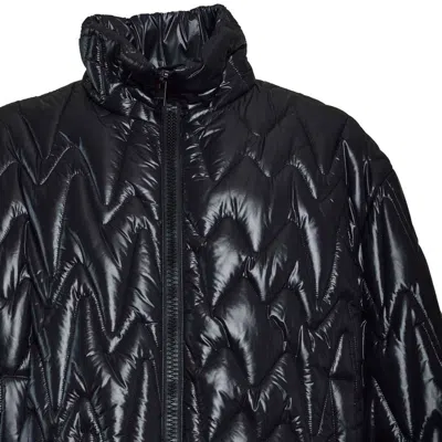 Msgm Black Quilted Jacket With "themwave" Pattern In Black