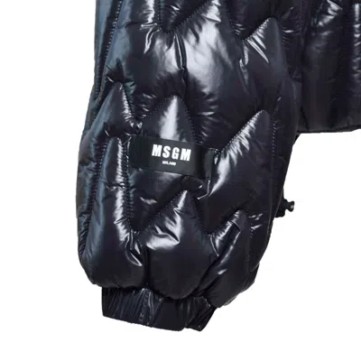 Msgm Black Quilted Jacket With "themwave" Pattern In Black