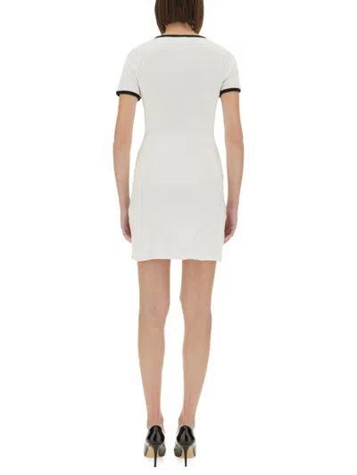 Courrèges Ribbed Cotton Mini Dress With Logo Embroidery In White