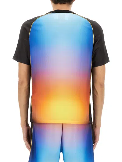 Casablanca Mesh Gradient Football T-shirt With Contrast Piping In Brown