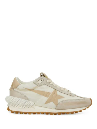 Golden Goose Running Marathon Nylon And Leather Upper Printed Star Leather Spur And Heel In Neutrals
