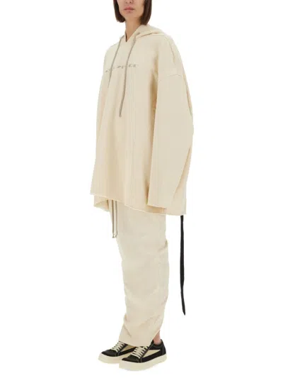 Rick Owens Drkshdw Graphic Print Hooded Sweatshirt In Neutrals