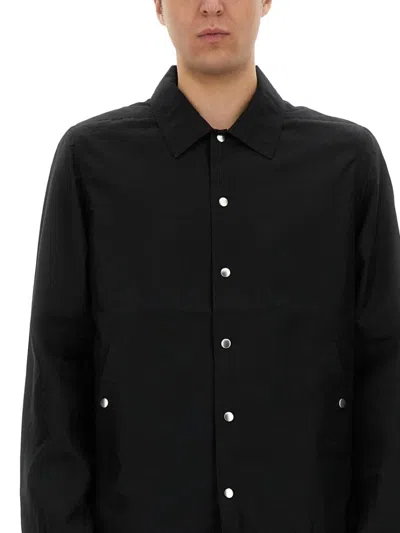 Rick Owens Drkshdw Drawstring Button-up Overshirt In Black