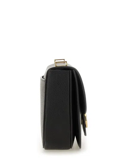 Ferragamo Geometric Lines Leather Shoulder Bag In Black