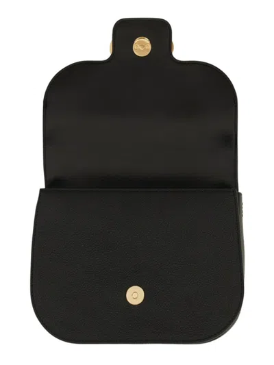 Ferragamo Geometric Lines Leather Shoulder Bag In Black