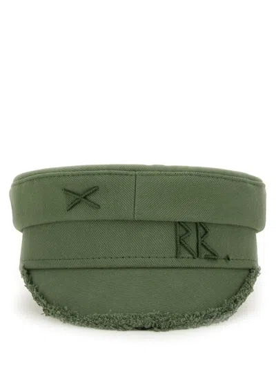 Ruslan Baginskiy Embroidered Baker Boy Hat With Frayed Edge In Grey