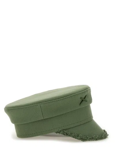 Ruslan Baginskiy Embroidered Baker Boy Hat With Frayed Edge In Grey