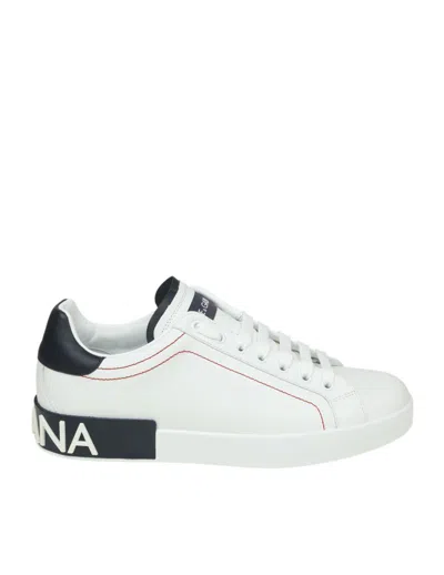 Dolce & Gabbana Portofino Leather Sneakers With Rubberized Logo Shoes In Purple
