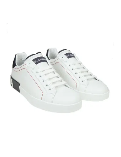 Dolce & Gabbana Portofino Leather Sneakers With Rubberized Logo Shoes In Purple