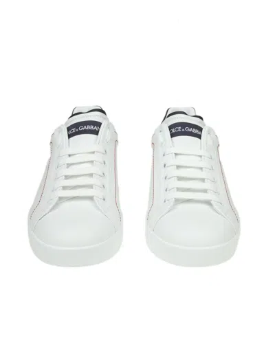 Dolce & Gabbana Portofino Leather Sneakers With Rubberized Logo Shoes In Purple