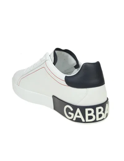 Dolce & Gabbana Portofino Leather Sneakers With Rubberized Logo Shoes In Purple