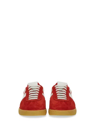 Msgm Retro Low-top Suede Sneaker With Contrast Sole In Red