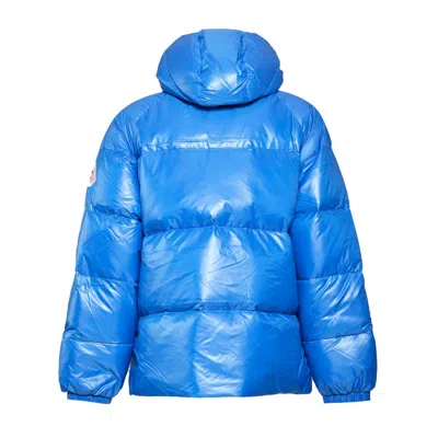 Pyrenex Light Blue Nylon Sten Shiny Puffer Jacket With Hood In Blue