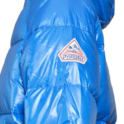 Pyrenex Light Blue Nylon Sten Shiny Puffer Jacket With Hood In Blue