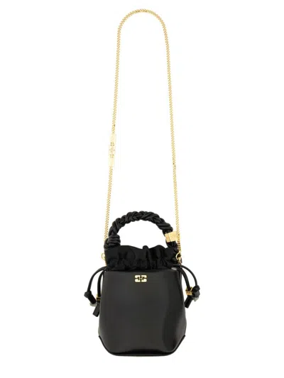 Ganni Bou Bucket Mini Crinkle Oleatex Handbags Black In Black