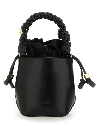 Ganni Bou Bucket Mini Crinkle Oleatex Handbags Black In Black