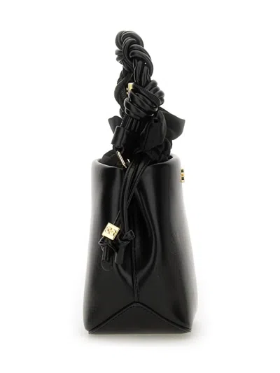 Ganni Bou Bucket Mini Crinkle Oleatex Handbags Black In Black