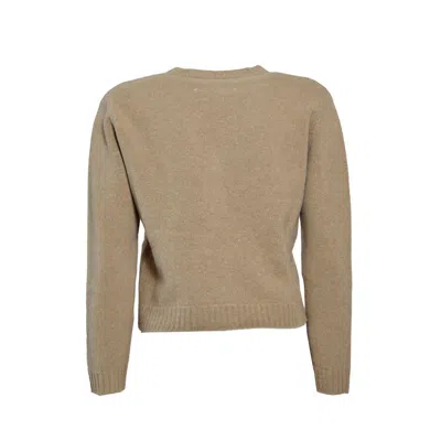 Maison Margiela Camel Lambswool Cardigan In Neutrals