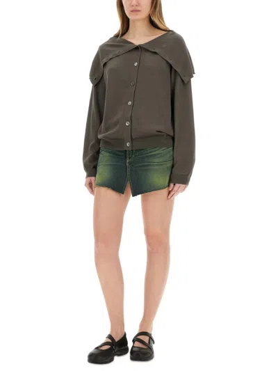 Our Legacy Knitwear Cardigan Fold-over Collar In Grey