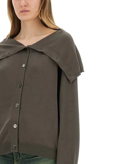 Our Legacy Knitwear Cardigan Fold-over Collar In Grey