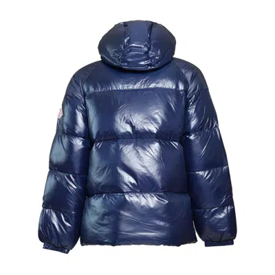 Pyrenex Blue Nylon Sten Shiny Puffer Jacket With Hood In Black