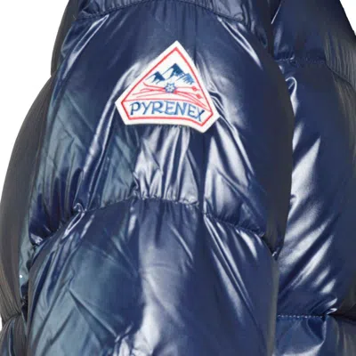 Pyrenex Blue Nylon Sten Shiny Puffer Jacket With Hood In Black