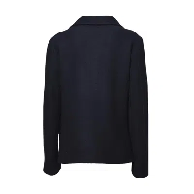 Aspesi Navy Blue Boxy Felted Wool Jacket In Black