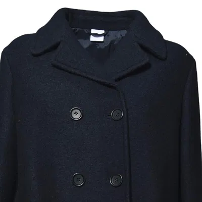 Aspesi Navy Blue Boxy Felted Wool Jacket In Black