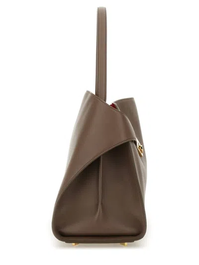 Ferragamo Two-tone Structured Medium Shoulder Bag In Grey