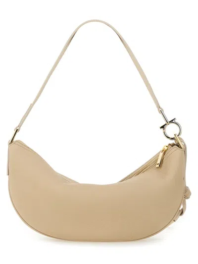 Ferragamo Zippered Shoulder Bag In Neutrals