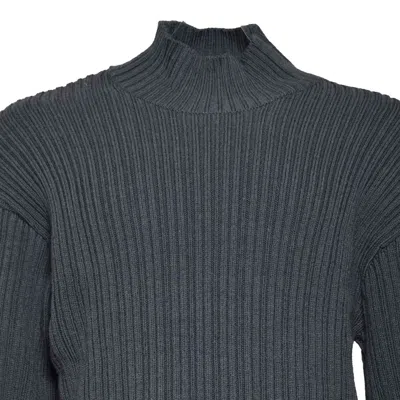 Our Legacy Dark Grey Wool Funnel Neck Sweater In Grey